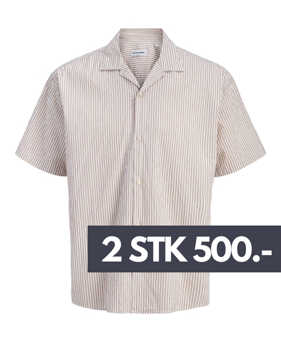 Jack & Jones Milo Seersucker resort s/s shirt - String/stripes 
